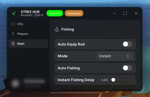 Скриншот скрипта Stree Hub для Fish It